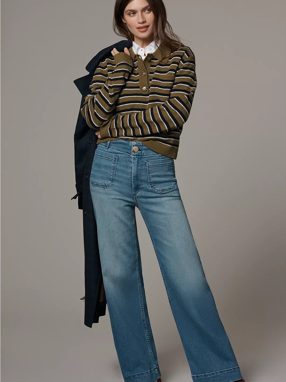 Maeve Colette Mid Wash Wide-Leg Jeans